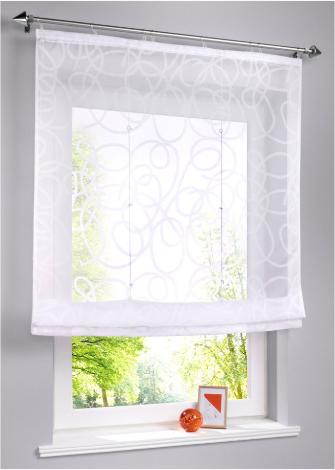 Transparentes Raffrollo mit Druck mit recyceltem Polyester in weiß - bpc living bonprix collection