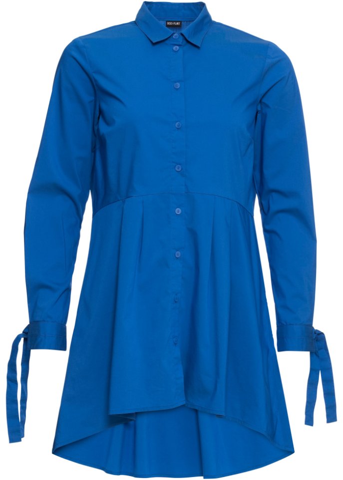 Vokuhila-Bluse in blau von vorne - BODYFLIRT