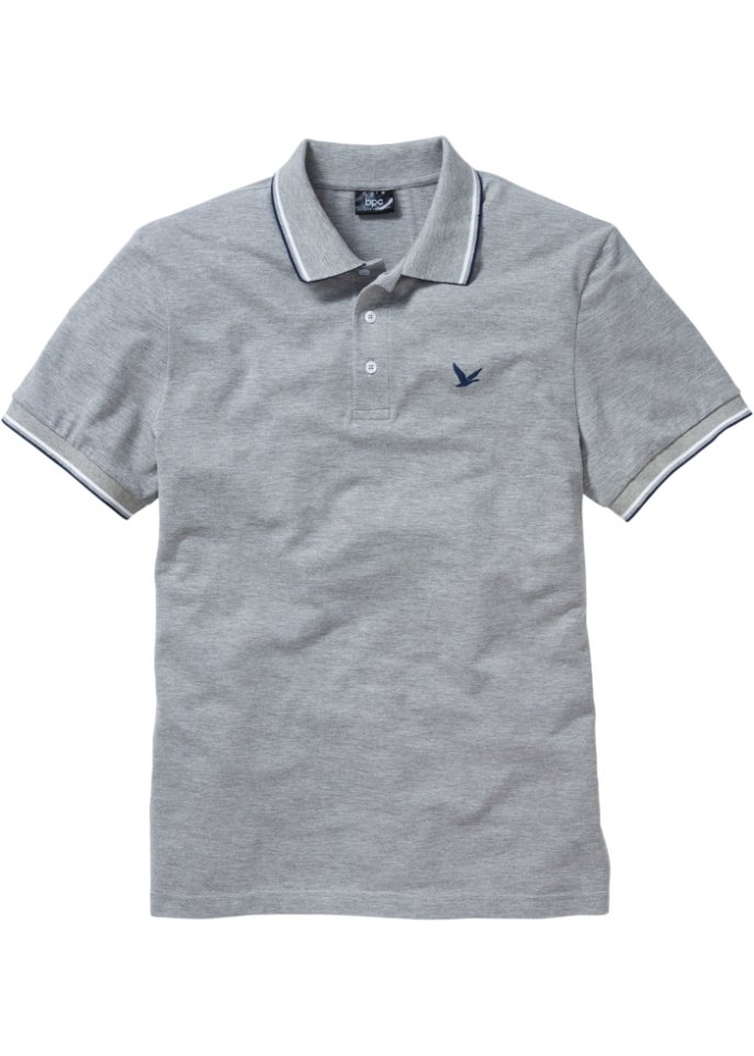 Pique-Poloshirt, Kurzarm in grau von vorne - bpc bonprix collection