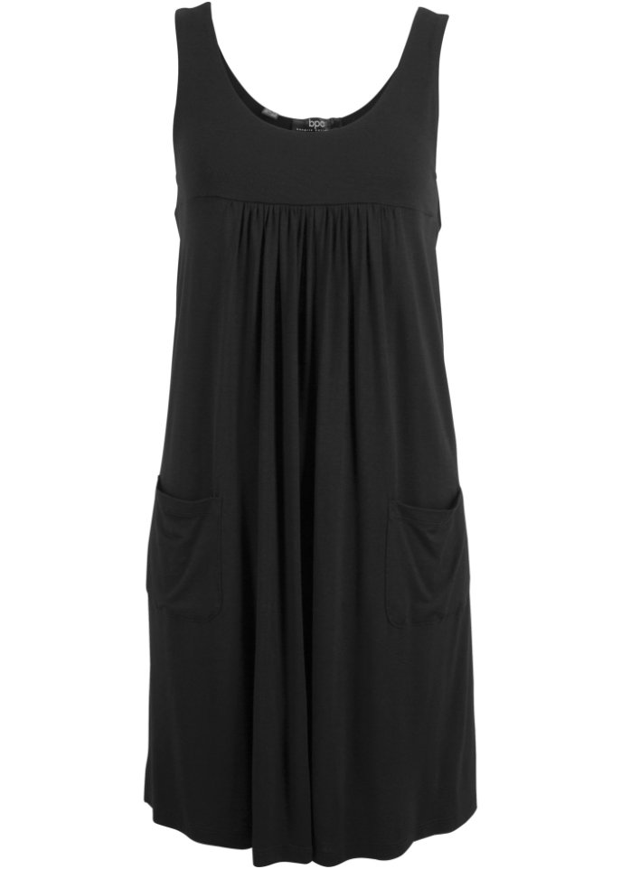 Kurzes Jerseykleid mit Taschen in schwarz von vorne - bpc bonprix collection