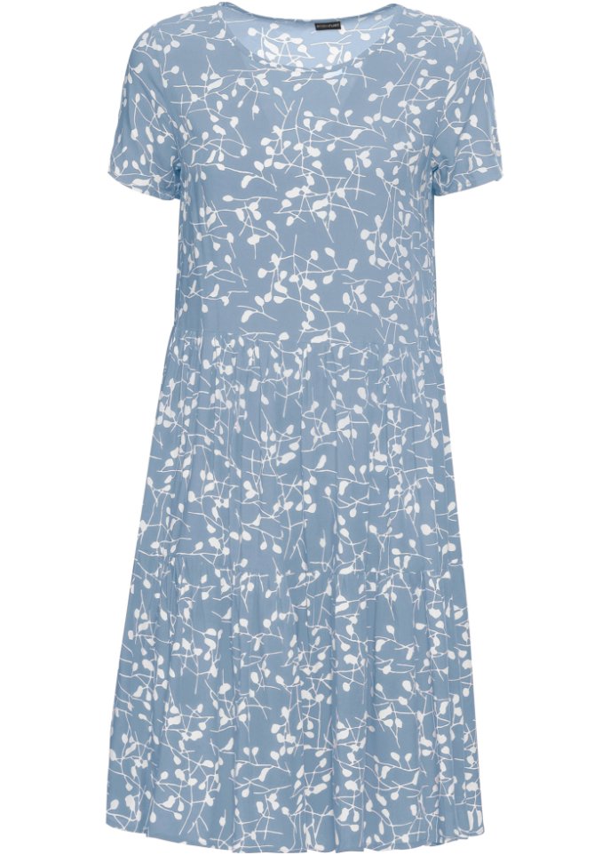 Bedrucktes Kleid in blau von vorne - BODYFLIRT