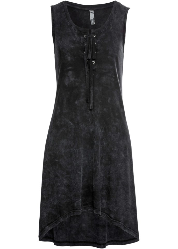 Jerseykleid  mit Schnürung in schwarz von vorne - RAINBOW