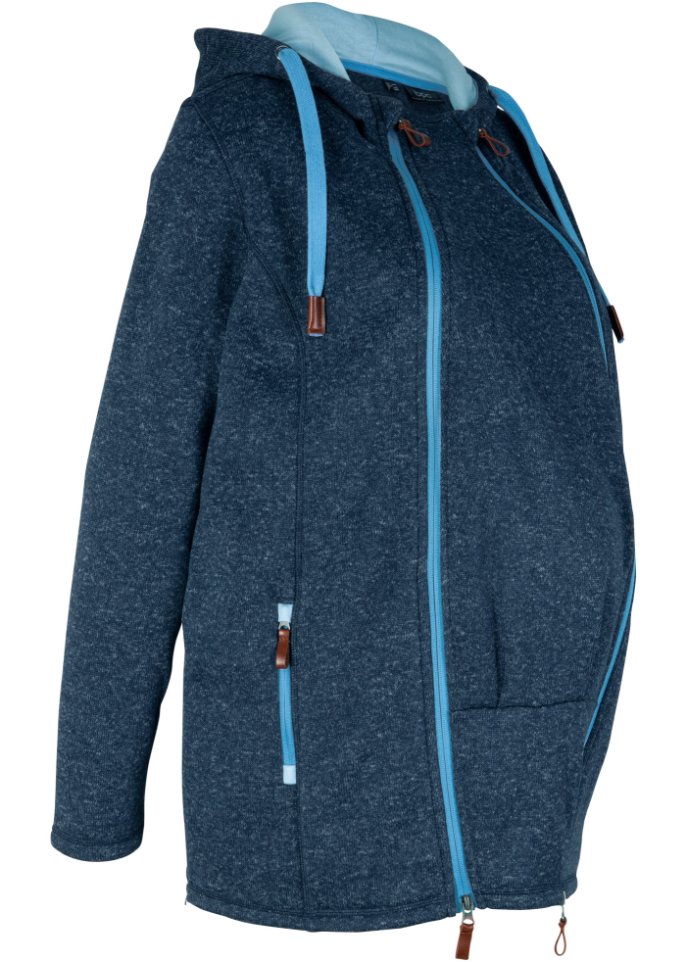 Fleece-Tragejacke / Fleece-Umstandsjacke in blau von der Seite - bpc bonprix collection