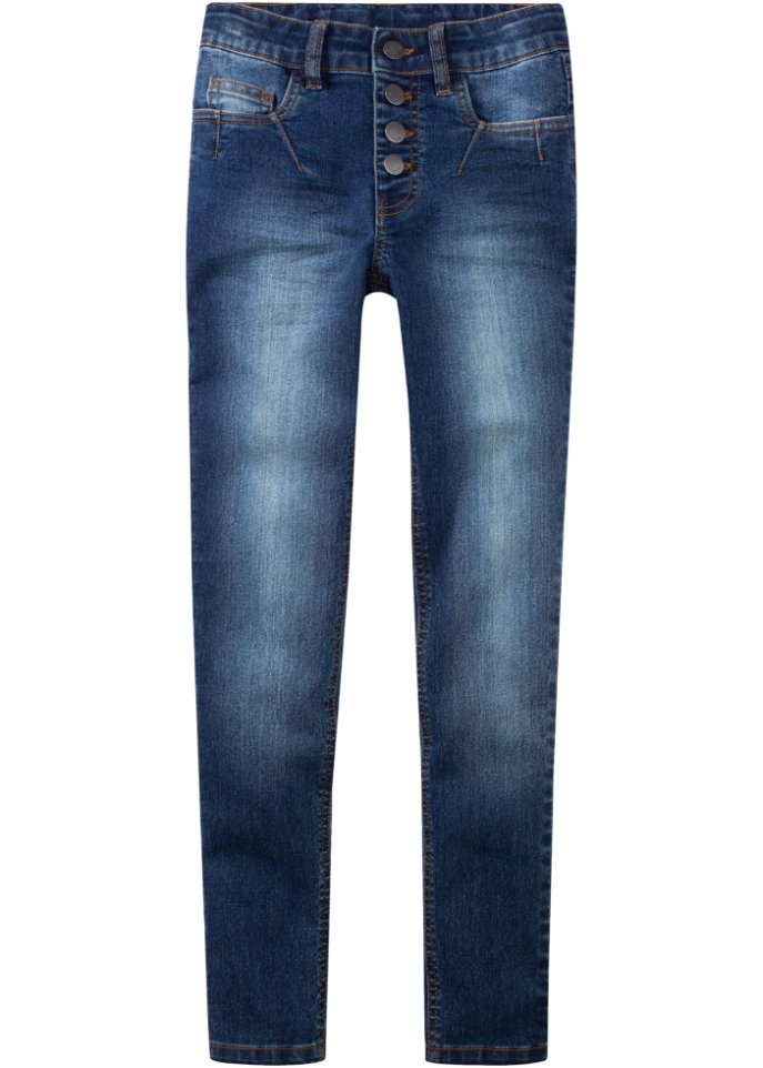 Mädchen Stretch-Jeans, Skinny in blau von vorne - John Baner JEANSWEAR