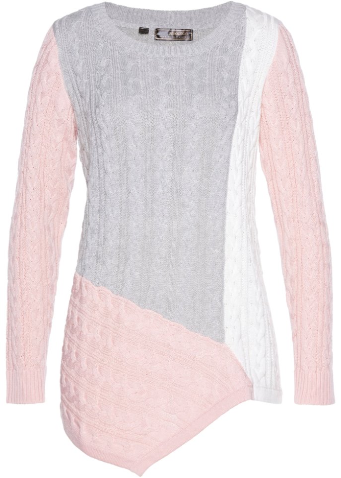 Pullover mit Zopfmuster in rosa von vorne - bpc selection