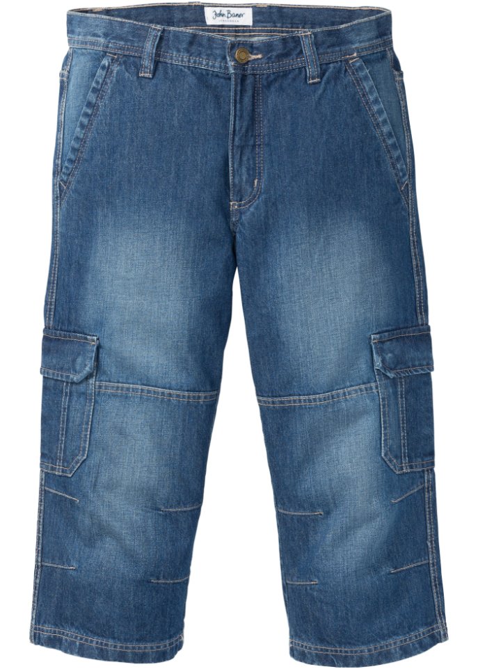 Regular Fit 3/4 Jeans, Straight in blau von vorne - John Baner JEANSWEAR