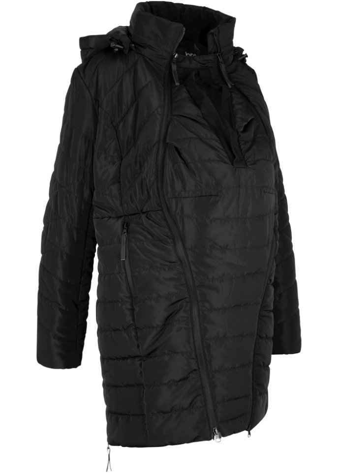 Longstepp-Tragejacke / Longstepp-Umstandsjacke in schwarz von der Seite - bpc bonprix collection
