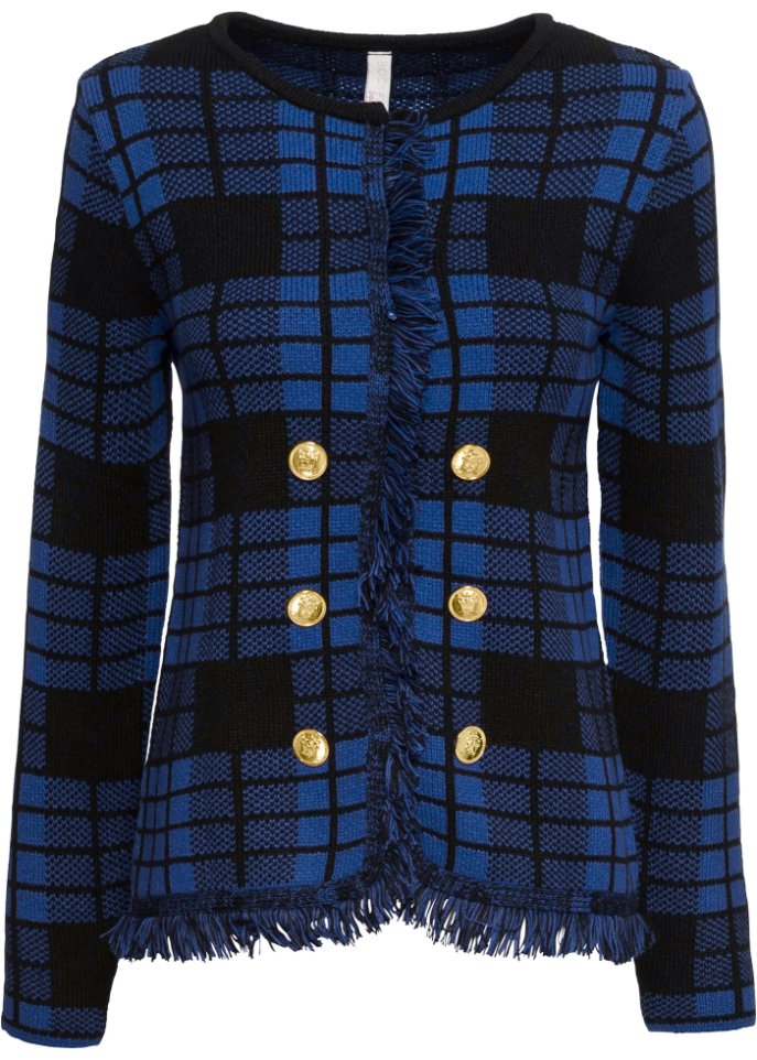 Fransen-Jacke in blau von vorne - BODYFLIRT boutique