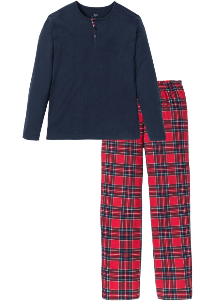 Pyjama in blau von vorne - bpc bonprix collection