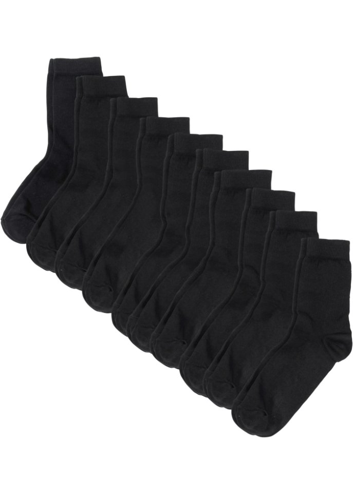 Socken Basic mit Bio-Baumwolle (10er Pack) in schwarz von vorne - bpc bonprix collection