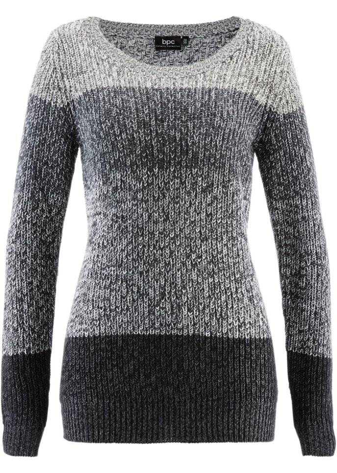 Pullover mit Streifenmuster in grau von vorne - bpc bonprix collection