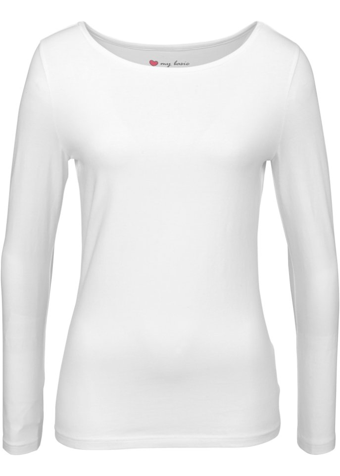 Stretch-Shirt, Langarm in weiß von vorne - bpc bonprix collection