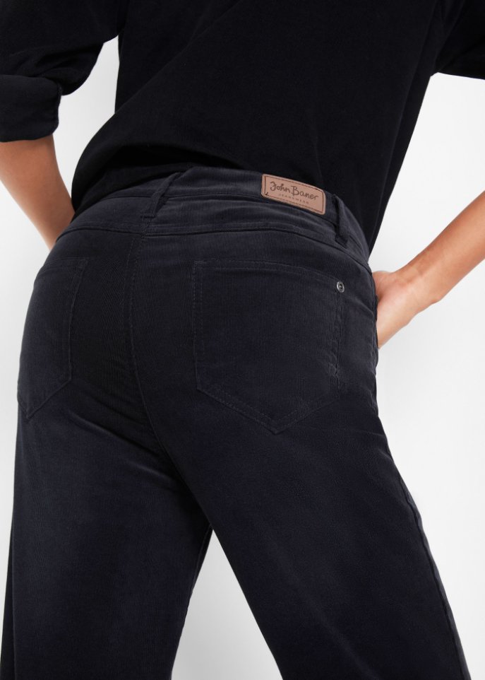Ausgestellte Hose aus Cord - schwarz, Kurz - Damen | bonprix