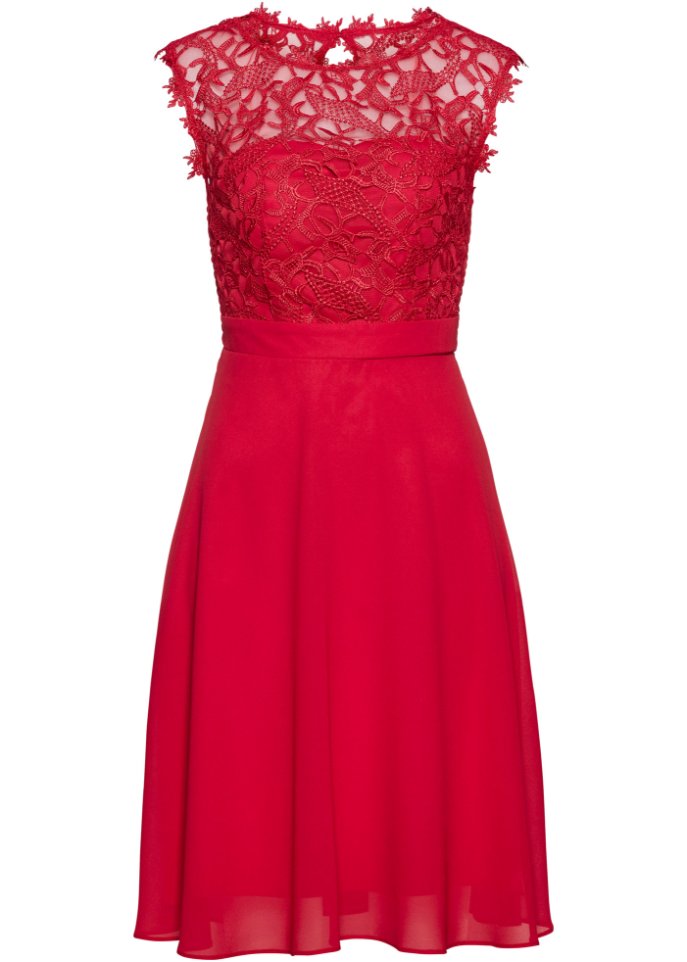 Kleid mit Spitze in rot von vorne - bpc selection premium