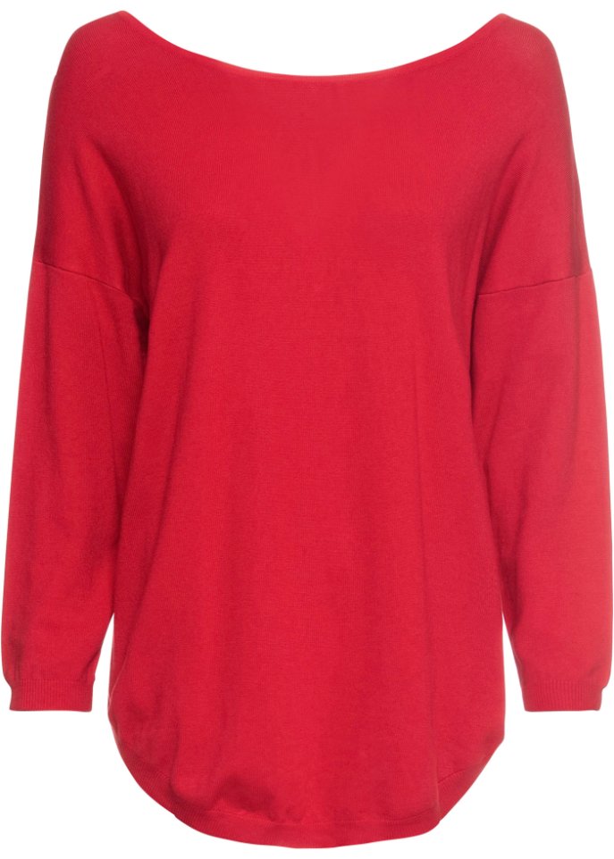 Pullover mit V-Ausschnitt hinten in rot von vorne - BODYFLIRT
