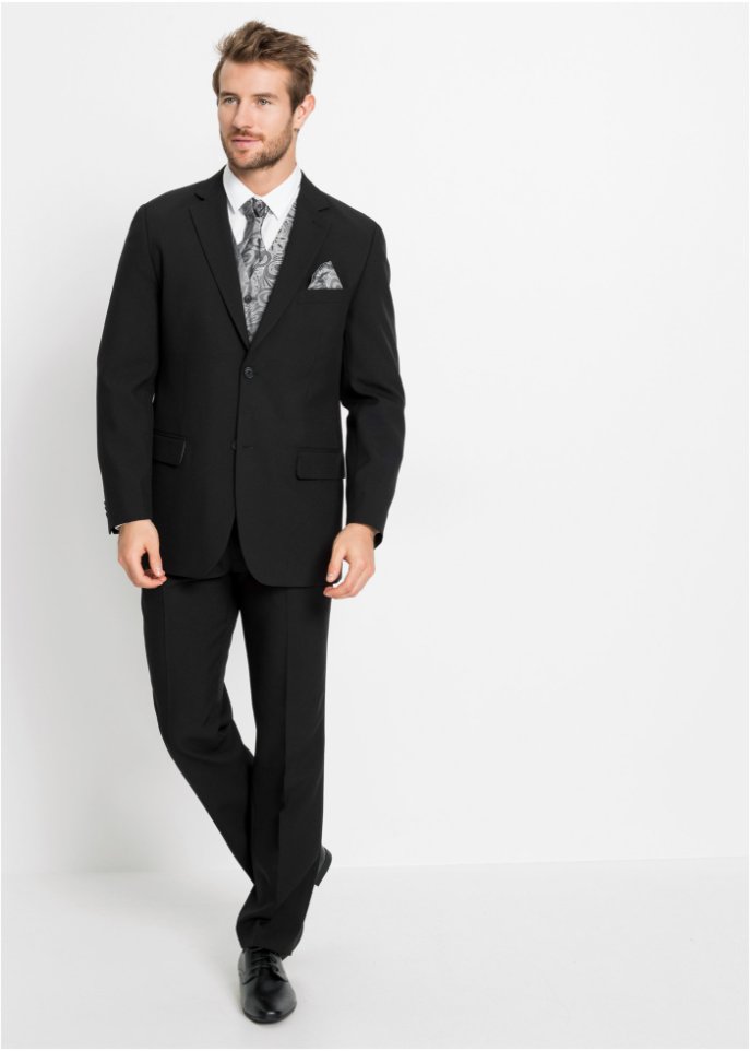 Formeller 5-tlg. Anzug mit edlem - schwarz, N-Größe Plastron