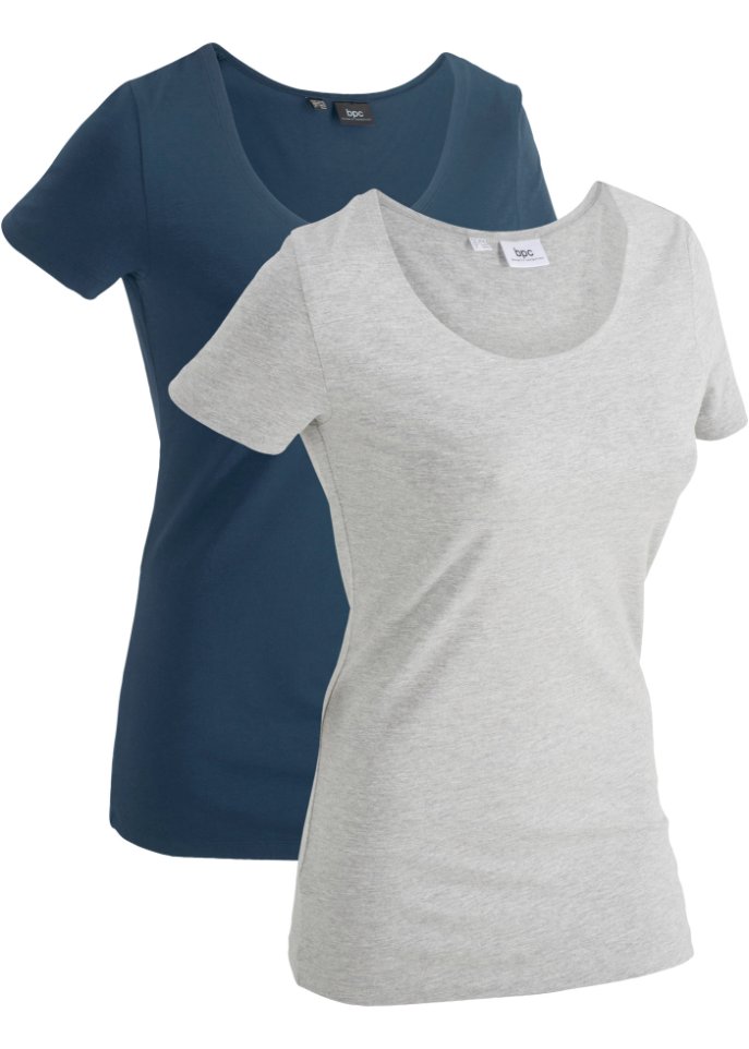 Sport-Longshirt mit Baumwolle (2er Pack) in blau von vorne - bpc bonprix collection