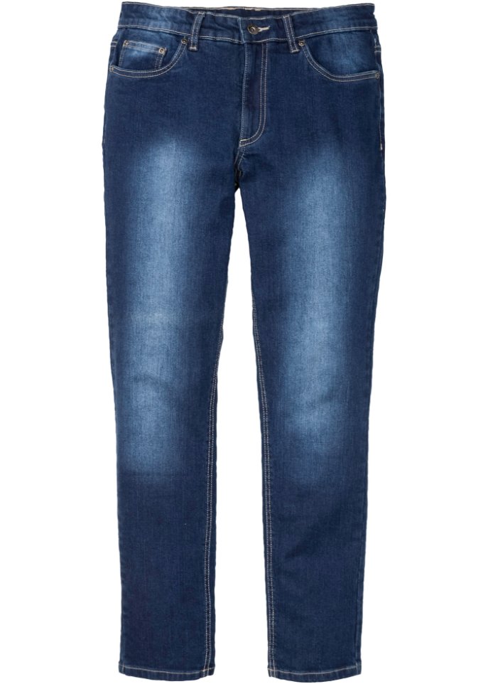 Slim Fit Stretch-Jeans, Straight in blau von vorne - RAINBOW