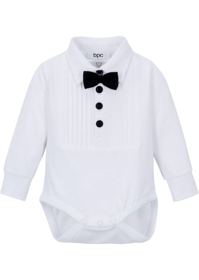Baby Langarmbody Bio-Baumwolle in weiß von vorne - bpc bonprix collection