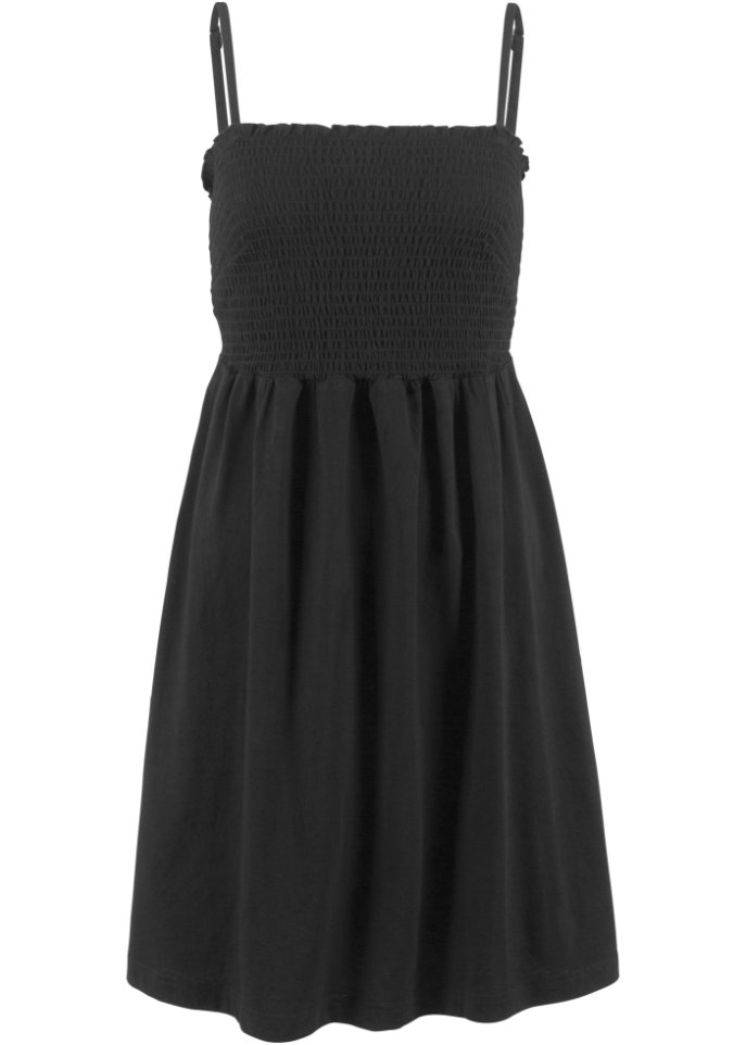 Jersey-Kleid mit verstellbaren Trägern in schwarz von vorne - bpc bonprix collection