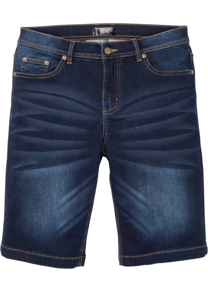 Stretch-Jeans-Bermuda m. Komfortschnitt, Regular Fit in blau von vorne - John Baner JEANSWEAR