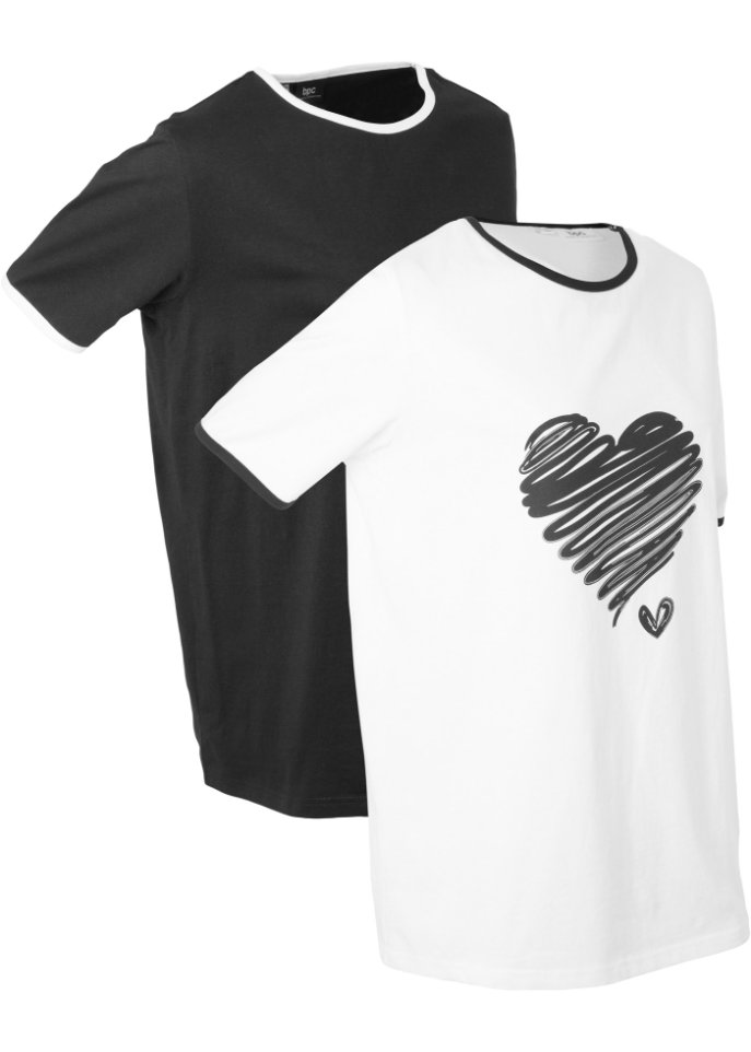 Sport-Longshirt 2er Pack, kurzarm in weiß von vorne - bpc bonprix collection