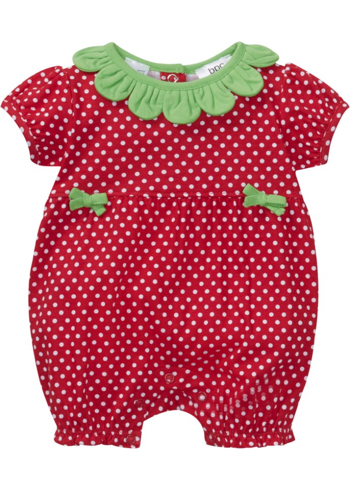 Baby Kurzarm Overall Bio-Baumwolle in rot von vorne - bpc bonprix collection