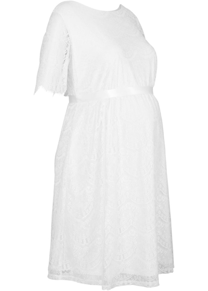 Umstands-Hochzeitskleid aus Spitze, Kurzarm  in weiß von der Seite - bpc bonprix collection