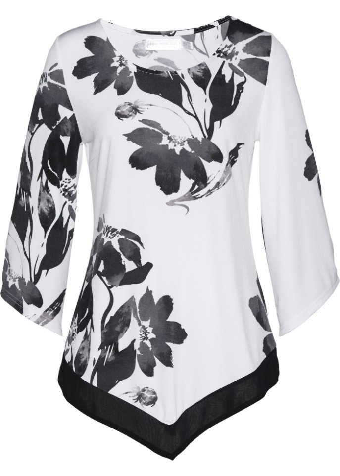 Shirt-Tunika mit floralem Muster  in weiß von vorne - bpc selection