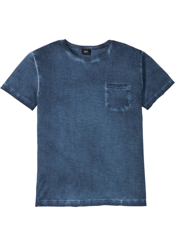 T-Shirt in gewaschener Optik in blau von vorne - bpc bonprix collection
