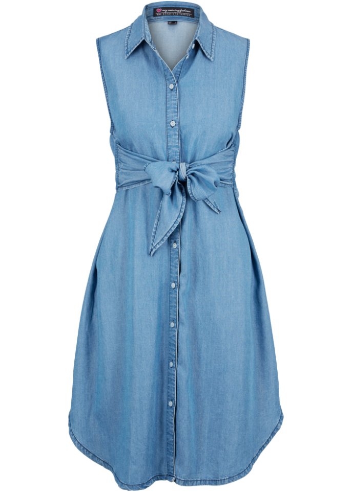 Stillkleid / Umstandskleid aus TENCEL™ Lyocell in blau von vorne - bpc bonprix collection