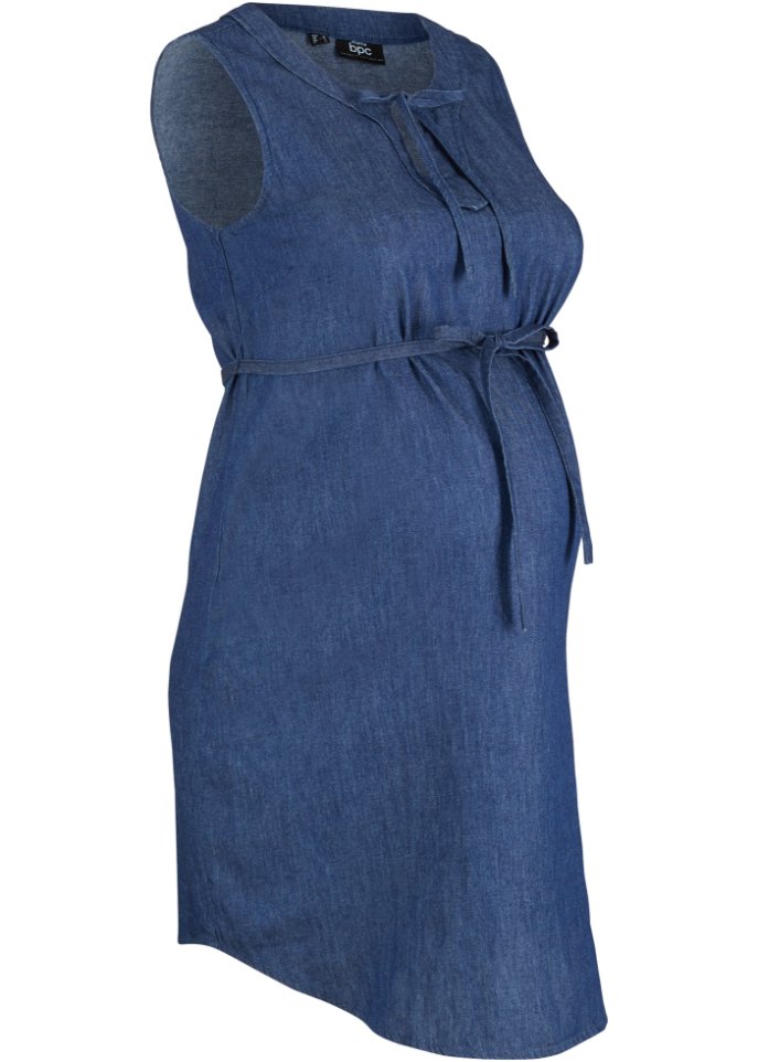 Umstands-Jeanskleid in blau von der Seite - bpc bonprix collection