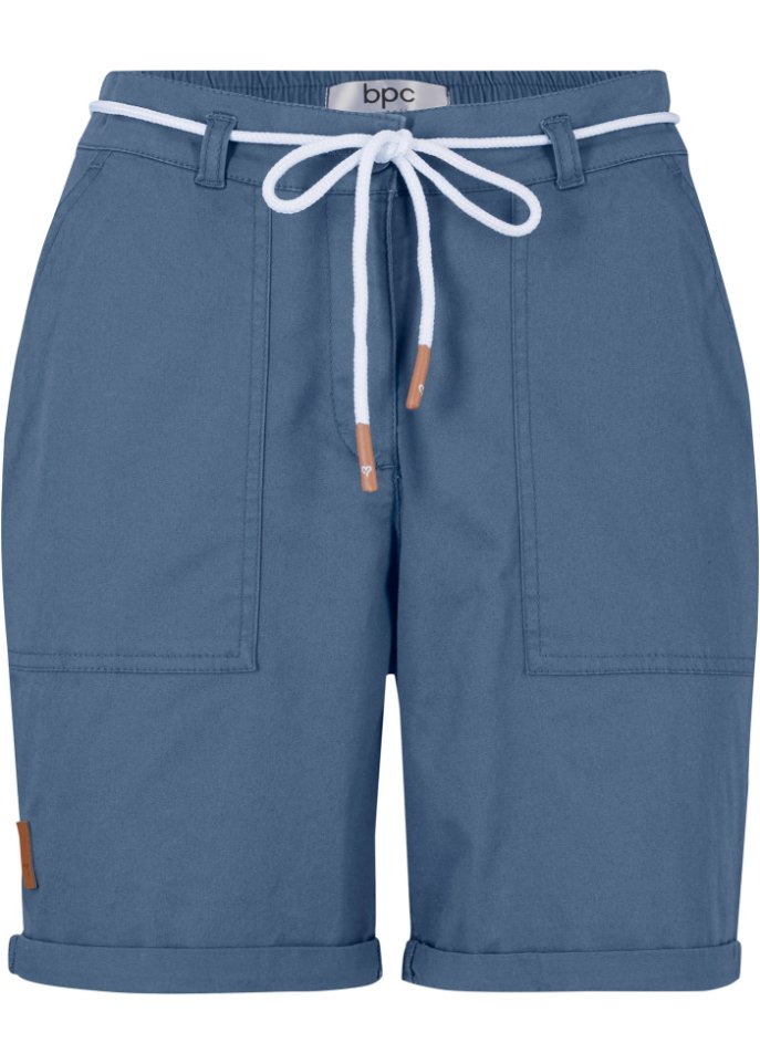Shorts mit Bindeband in blau von vorne - bpc bonprix collection