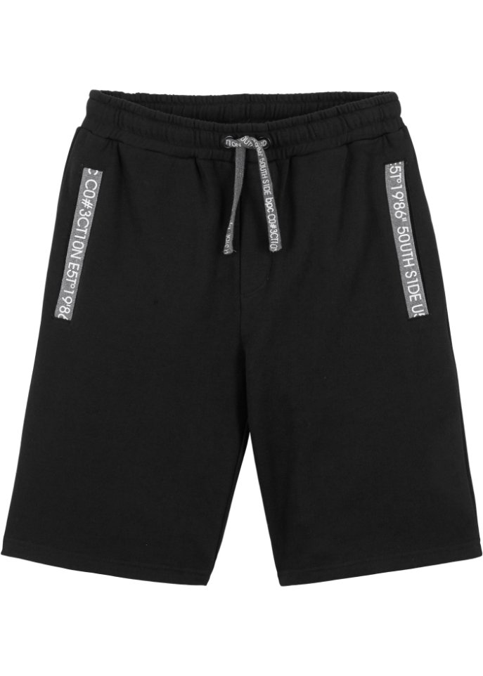Jungen Sweat-Bermuda mit Taschen in schwarz von vorne - bpc bonprix collection