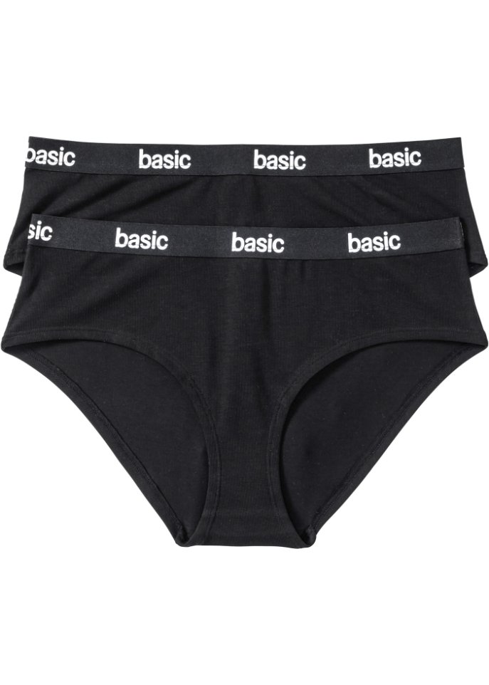 Panty mit Bio-Baumwolle (2er Pack) in schwarz - bpc bonprix collection