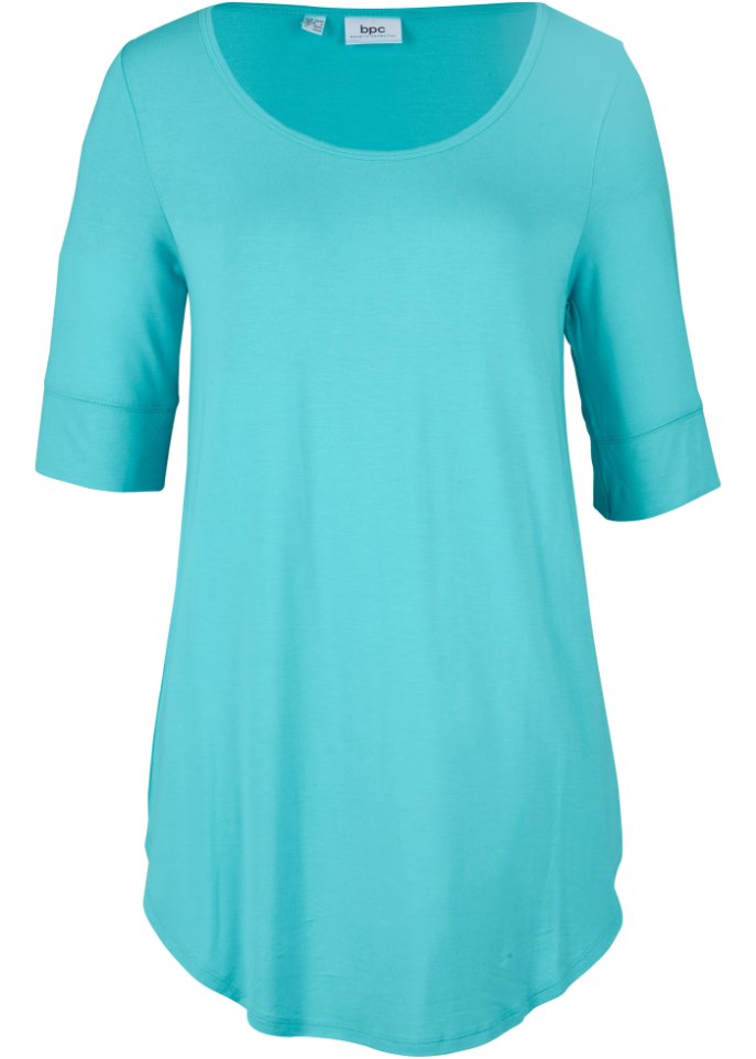 Long-Shirt, Halbarm in blau von vorne - bpc bonprix collection