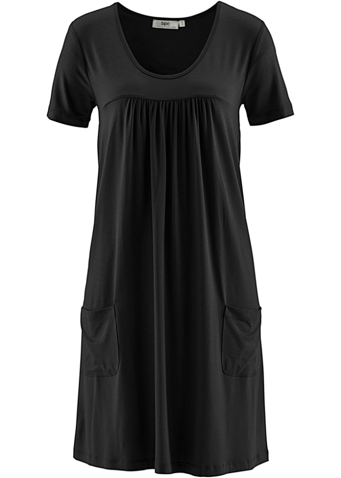Ausgestelltes Mini- Jerseykleid in schwarz von vorne - bpc bonprix collection