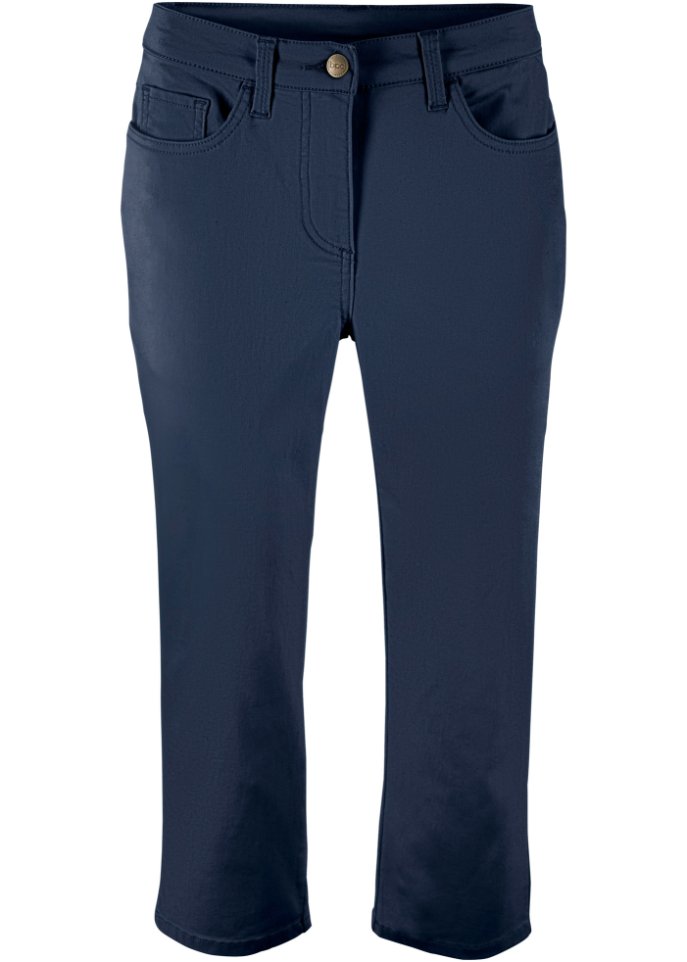 Straight Jeans, Mid Waist, Bequembund in blau von vorne - bpc bonprix collection