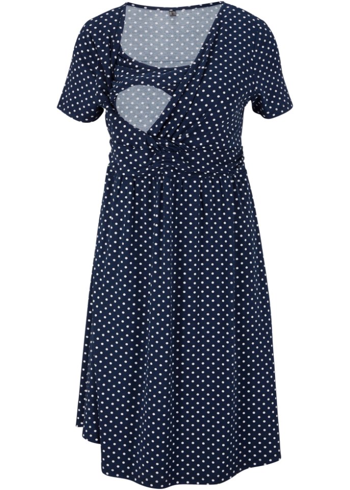 Stillkleid / Umstandskleid, gepunktet in blau von vorne - bpc bonprix collection