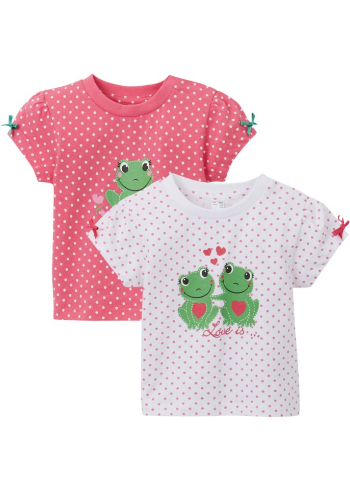 Baby T-Shirt (2er-Pack) Bio-Baumwolle in pink von vorne - bpc bonprix collection