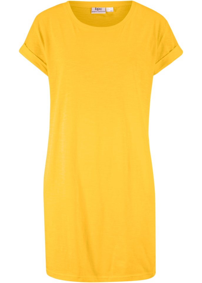 Boxy-Longshirt mit kurzen Ärmeln in gelb von vorne - bpc bonprix collection