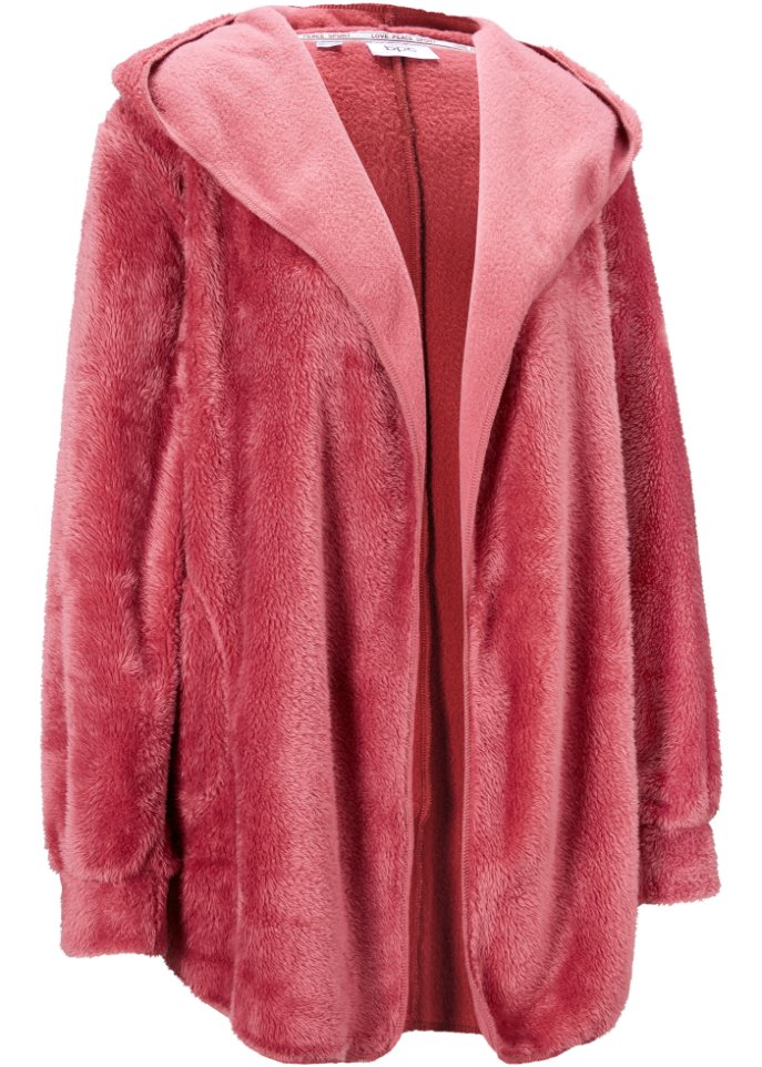 Loungewear Kuschel-Fleece Jacke in pink von vorne - bpc bonprix collection