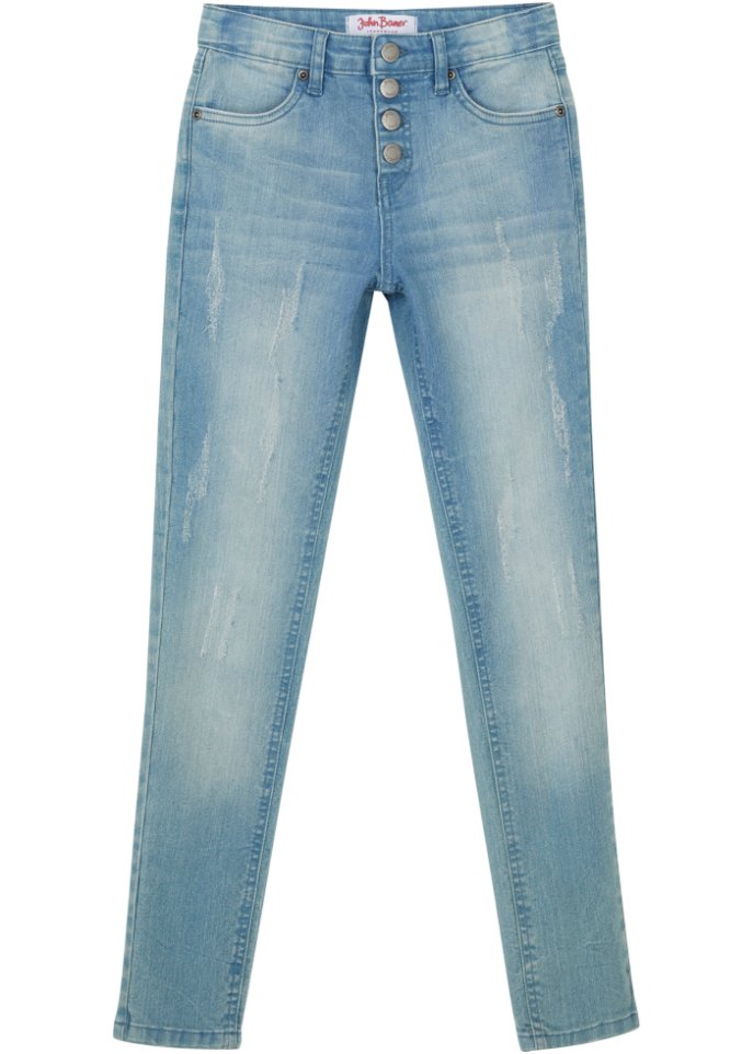 Mädchen Stretch-Jeans in blau von vorne - John Baner JEANSWEAR