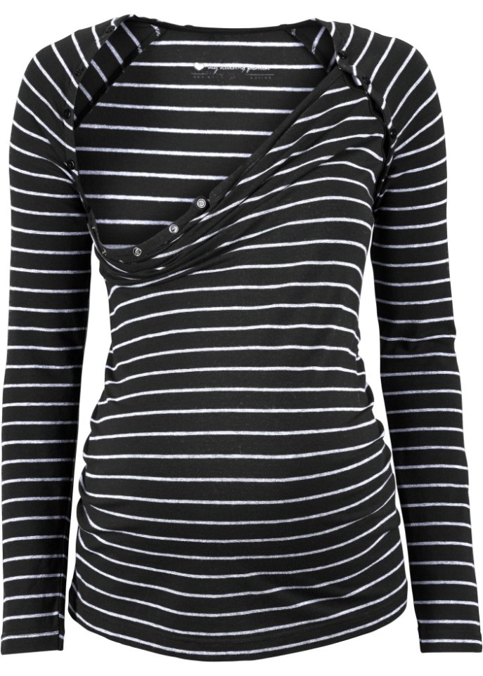Umstandsshirt/Stillshirt mit Druckknöpfen in schwarz - bpc bonprix collection