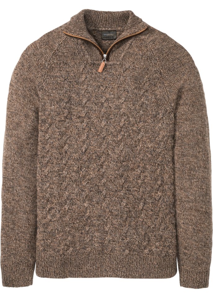 Troyer-Pullover mit Wolle in braun von vorne - bpc selection