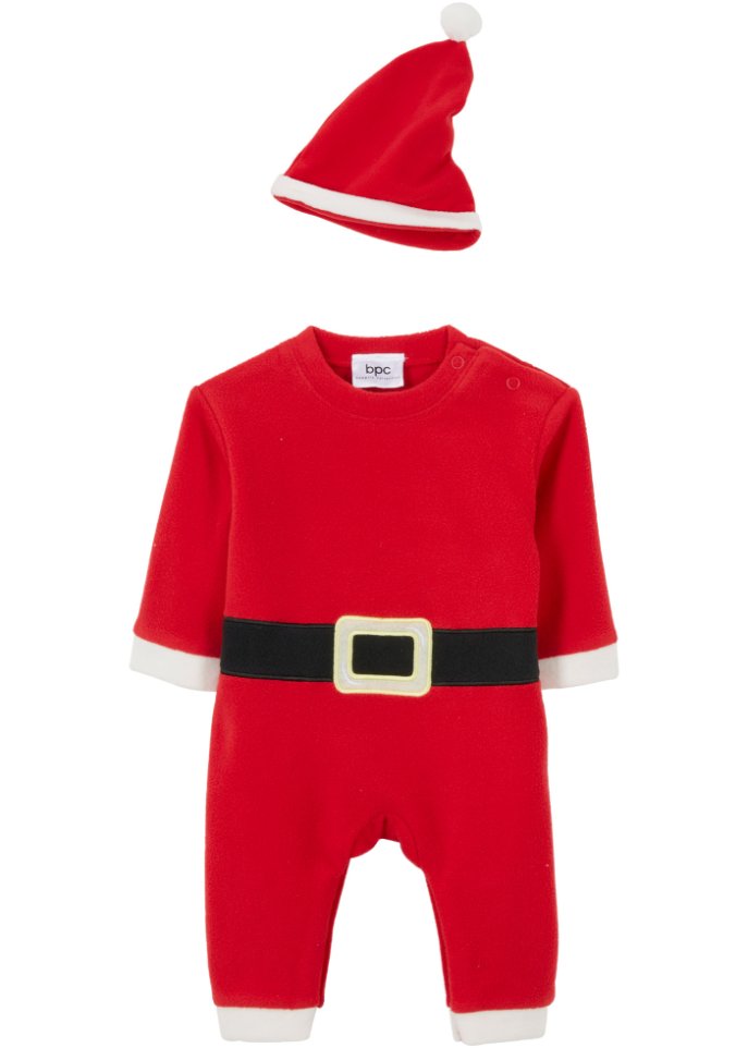 Baby Overall + Mütze (2-tlg. Set) Weihnachten in rot von vorne - bpc bonprix collection
