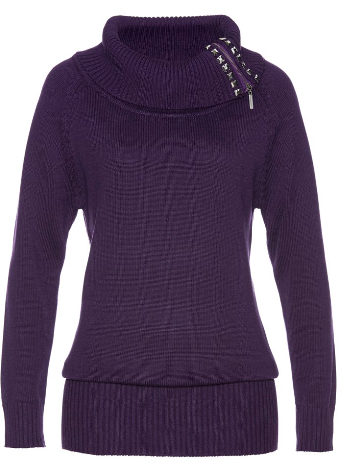 Long-Pullover in lila von vorne - bpc selection