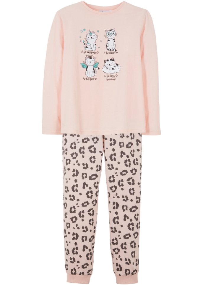 Mädchen Pyjama (2-tlg. Set) in rosa von vorne - bpc bonprix collection