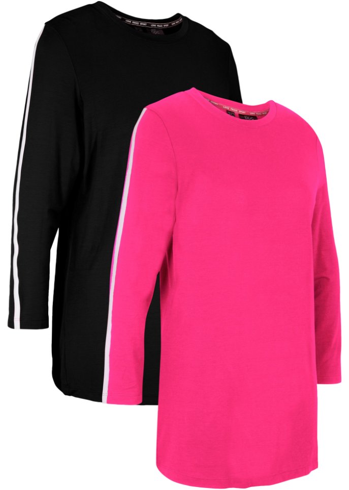 Sport-Shirt, 7/8-Arm (2er-Pack) in pink von vorne - bpc bonprix collection