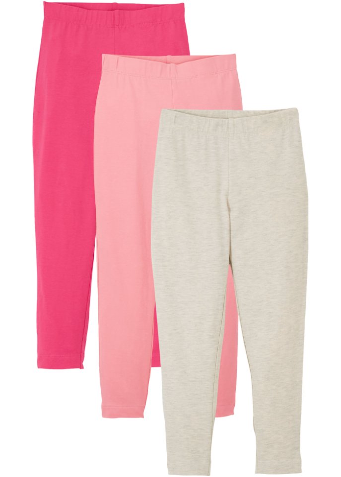 Mädchen Leggings (3er Pack) mit Bio-Baumwolle in pink von vorne - bpc bonprix collection